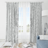 Personalised Tonga White Sunday Window Curtain Tropical Plant With Polynesian Pattern - Wonder Print Shop