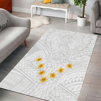 Tonga White Sunday Area Rug Polynesian Plumeria Tribal Simple LT9 - Wonder Print Shop