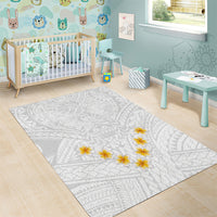 Tonga White Sunday Area Rug Polynesian Plumeria Tribal Simple LT9 - Wonder Print Shop