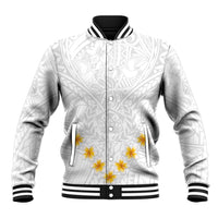 Tonga White Sunday Baseball Jacket Polynesian Plumeria Tribal Simple LT9 - Wonder Print Shop