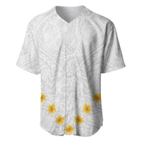 Tonga White Sunday Baseball Jersey Polynesian Plumeria Tribal Simple LT9 - Wonder Print Shop