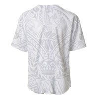 Tonga White Sunday Baseball Jersey Polynesian Plumeria Tribal Simple LT9 - Wonder Print Shop