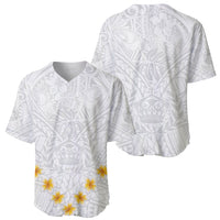 Tonga White Sunday Baseball Jersey Polynesian Plumeria Tribal Simple LT9 - Wonder Print Shop