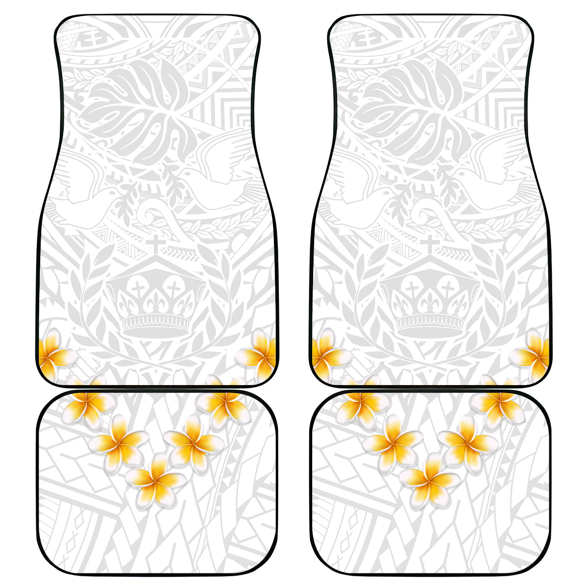 Tonga White Sunday Car Mats Polynesian Plumeria Tribal Simple LT9 - Wonder Print Shop