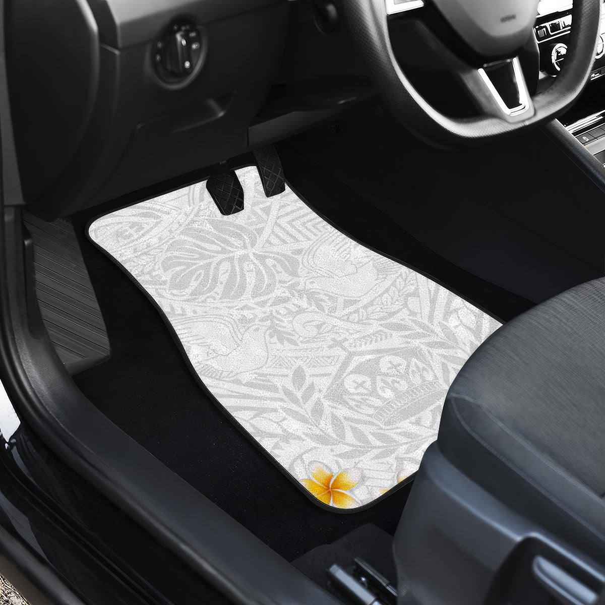 Tonga White Sunday Car Mats Polynesian Plumeria Tribal Simple LT9 - Wonder Print Shop