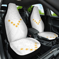 Tonga White Sunday Car Seat Cover Polynesian Plumeria Tribal Simple LT9 - Wonder Print Shop