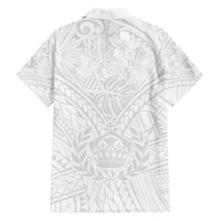 Tonga White Sunday Family Matching Off Shoulder Long Sleeve Dress and Hawaiian Shirt Polynesian Plumeria Tribal Simple - Wonder Print Shop