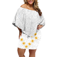 Tonga White Sunday Family Matching Off Shoulder Short Dress and Hawaiian Shirt Polynesian Plumeria Tribal Simple LT9 - Wonder Print Shop