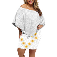 Tonga White Sunday Family Matching Off Shoulder Short Dress and Hawaiian Shirt Polynesian Plumeria Tribal Simple LT9 - Wonder Print Shop