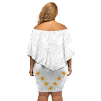 Tonga White Sunday Family Matching Off Shoulder Short Dress and Hawaiian Shirt Polynesian Plumeria Tribal Simple LT9 - Wonder Print Shop