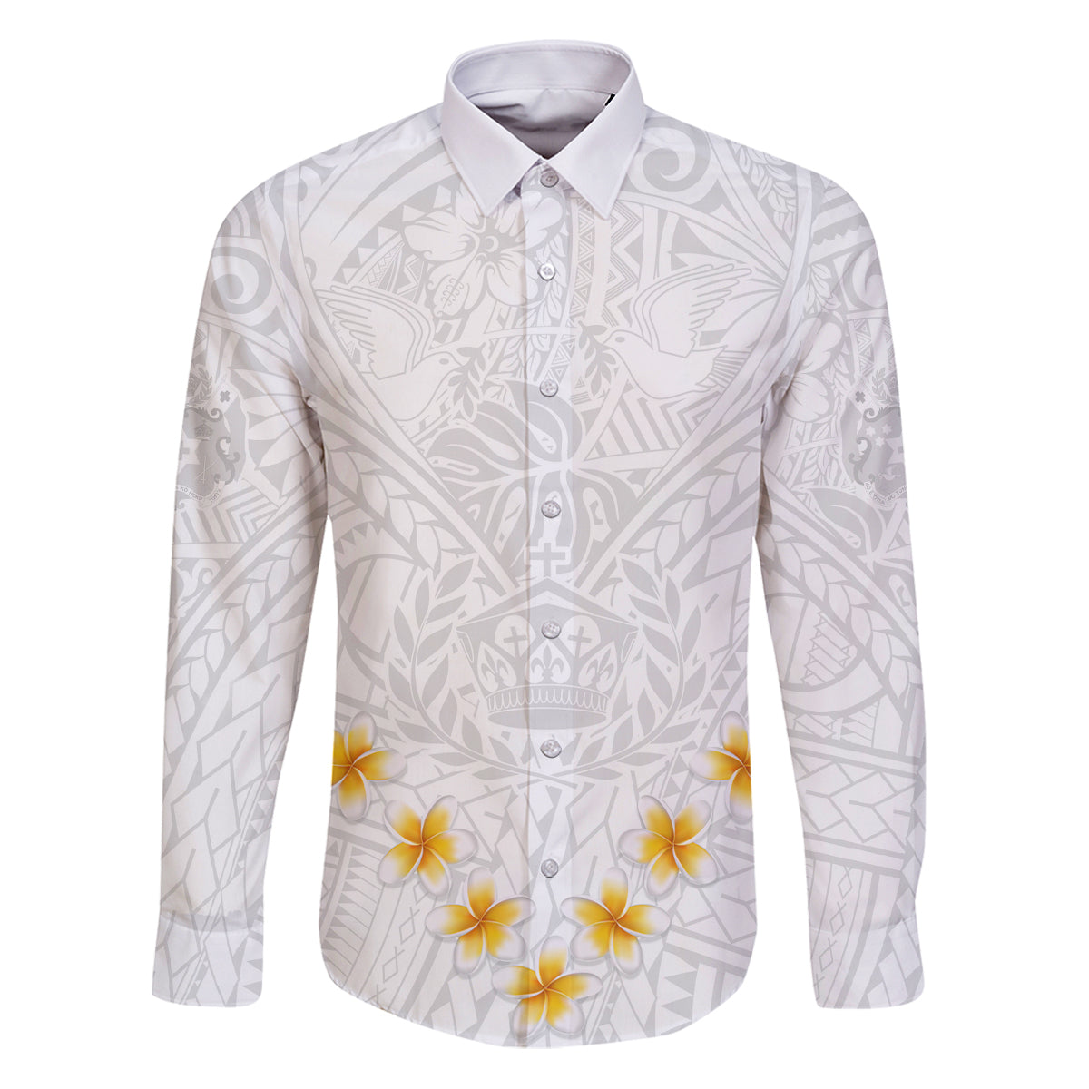 Tonga White Sunday Family Matching Puletasi Dress and Hawaiian Shirt Polynesian Plumeria Tribal Simple - Wonder Print Shop