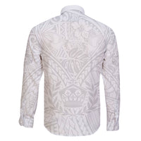 Tonga White Sunday Family Matching Short Sleeve Bodycon Dress and Hawaiian Shirt Polynesian Plumeria Tribal Simple - Wonder Print Shop