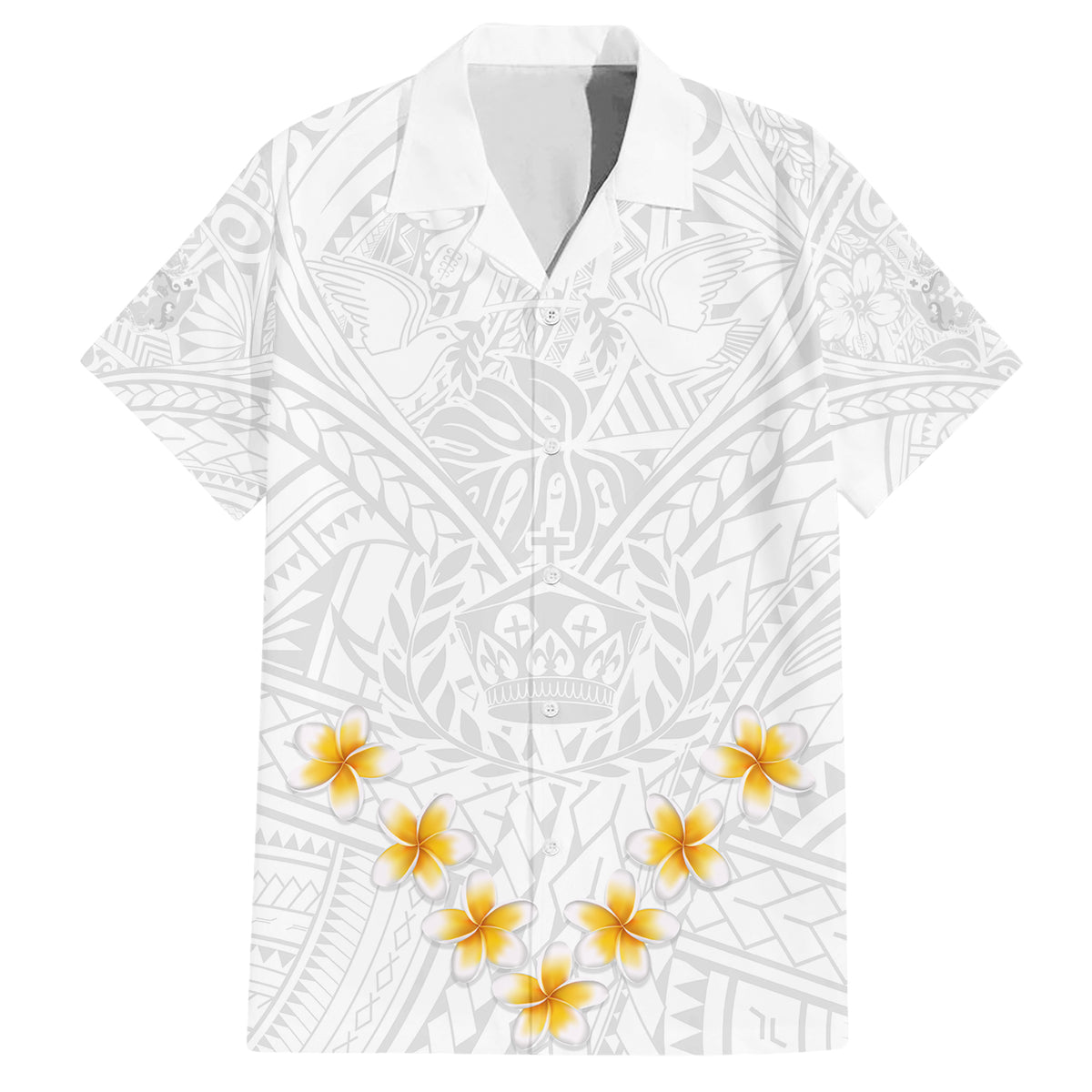 Tonga White Sunday Hawaiian Shirt Polynesian Plumeria Tribal Simple - Wonder Print Shop