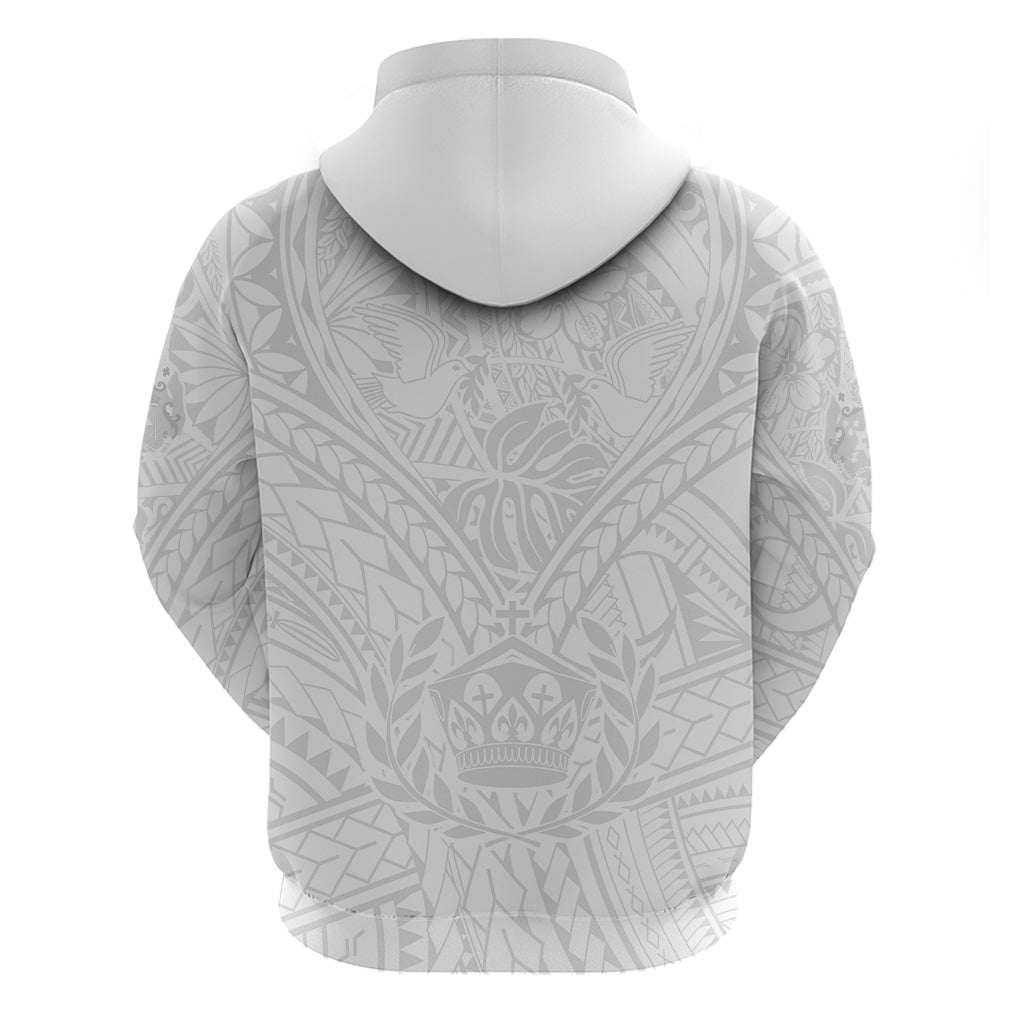 Tonga White Sunday Hoodie Polynesian Plumeria Tribal Simple - Wonder Print Shop