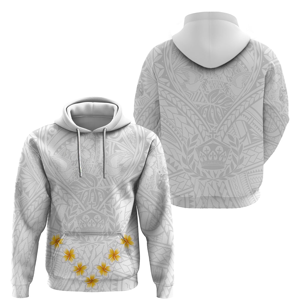 Tonga White Sunday Hoodie Polynesian Plumeria Tribal Simple - Wonder Print Shop