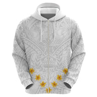 Tonga White Sunday Hoodie Polynesian Plumeria Tribal Simple - Wonder Print Shop