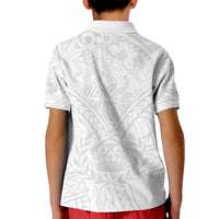 Tonga White Sunday Kid Polo Shirt Polynesian Plumeria Tribal Simple - Wonder Print Shop