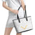 Tonga White Sunday Leather Tote Bag Polynesian Plumeria Tribal Simple - Wonder Print Shop