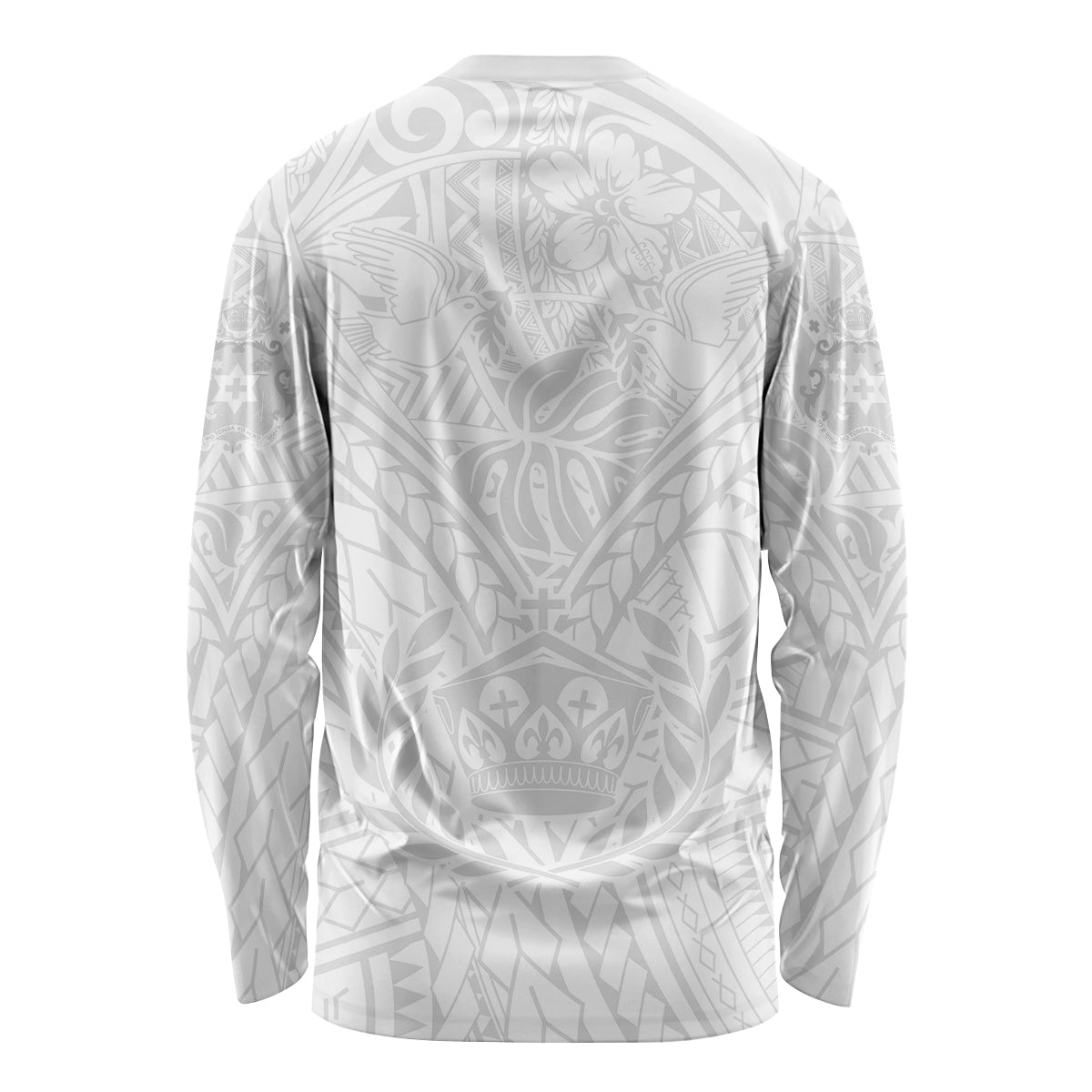 Tonga White Sunday Long Sleeve Shirt Polynesian Plumeria Tribal Simple - Wonder Print Shop