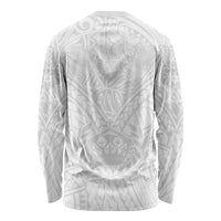 Tonga White Sunday Long Sleeve Shirt Polynesian Plumeria Tribal Simple - Wonder Print Shop