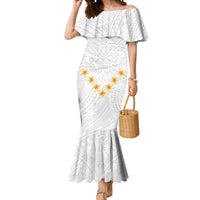 Tonga White Sunday Mermaid Dress Polynesian Plumeria Tribal Simple - Wonder Print Shop