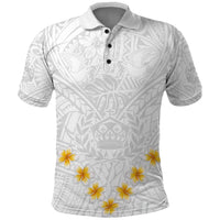 Tonga White Sunday Polo Shirt Polynesian Plumeria Tribal Simple - Wonder Print Shop