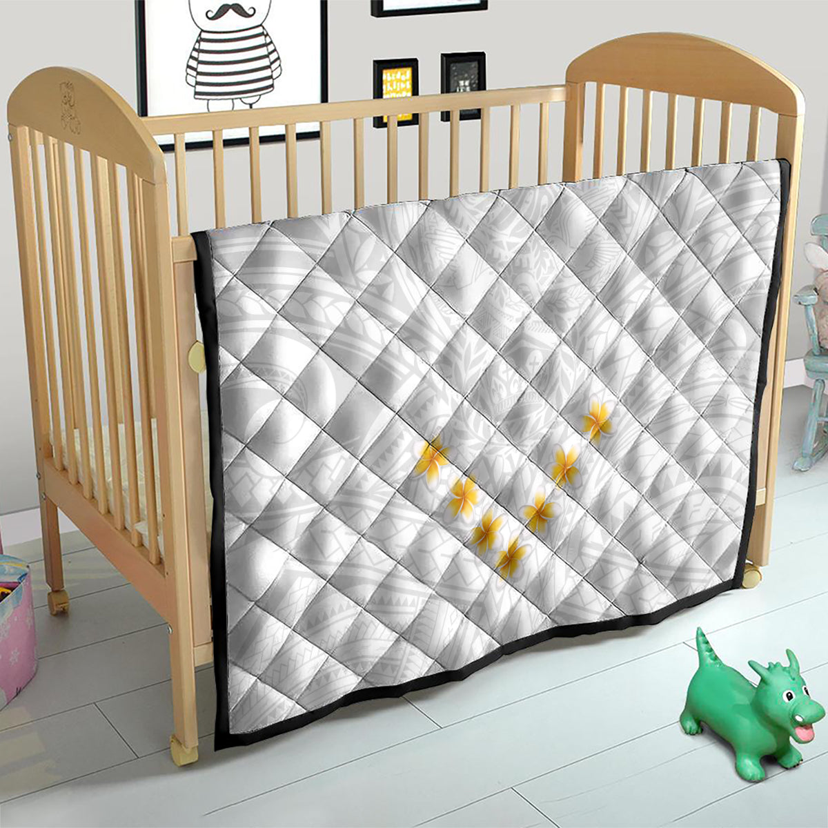 Tonga White Sunday Quilt Polynesian Plumeria Tribal Simple - Wonder Print Shop