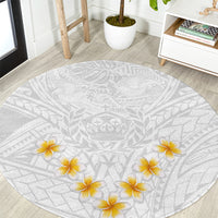 tonga-white-sunday-round-carpet-polynesian-plumeria-tribal-simple