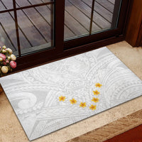Tonga White Sunday Rubber Doormat Polynesian Plumeria Tribal Simple - Wonder Print Shop