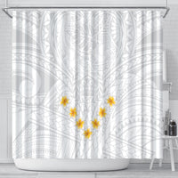 tonga-white-sunday-shower-curtain-polynesian-plumeria-tribal-simple