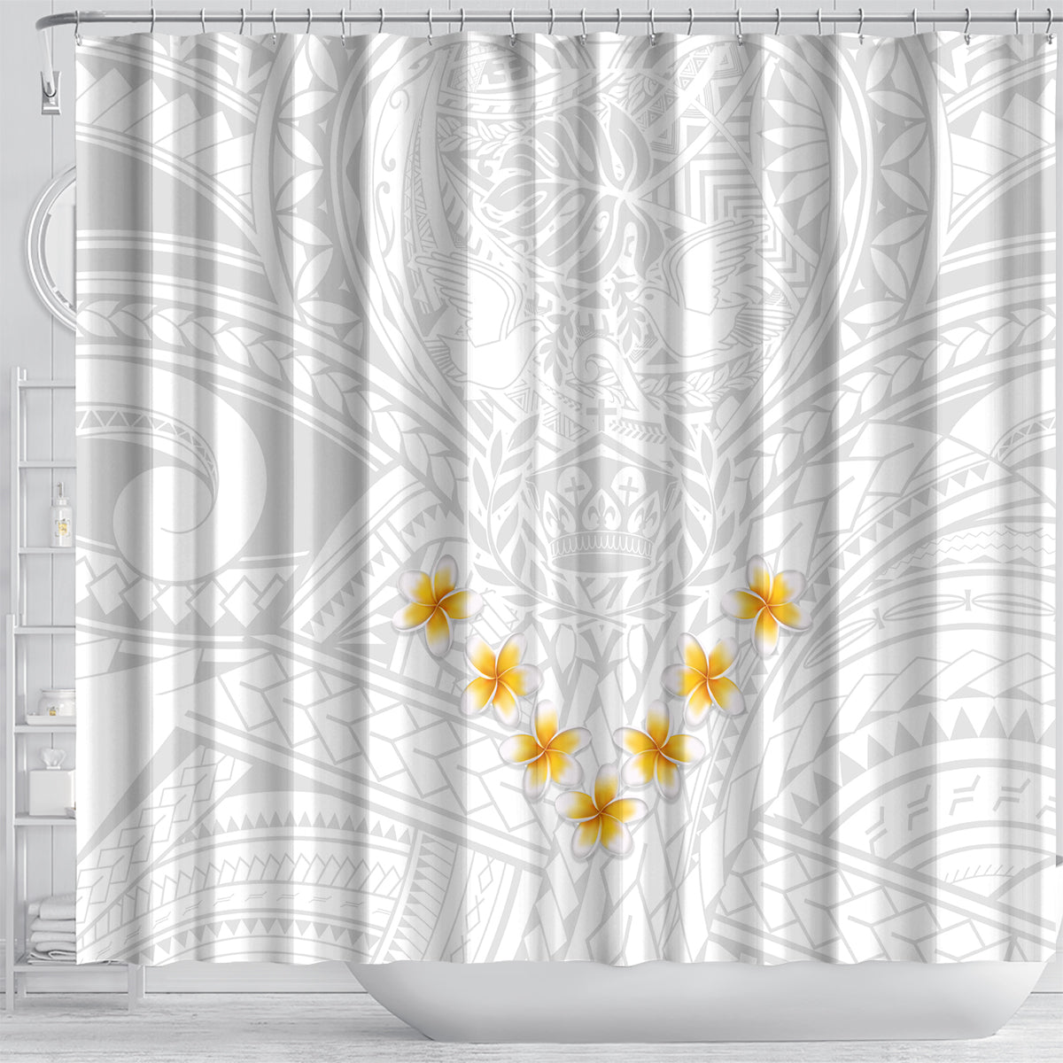 tonga-white-sunday-shower-curtain-polynesian-plumeria-tribal-simple