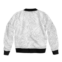 Tonga White Sunday Sleeve Zip Bomber Jacket Polynesian Plumeria Tribal Simple - Wonder Print Shop
