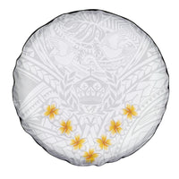 Tonga White Sunday Spare Tire Cover Polynesian Plumeria Tribal Simple - Wonder Print Shop