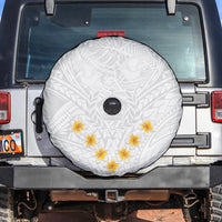 Tonga White Sunday Spare Tire Cover Polynesian Plumeria Tribal Simple - Wonder Print Shop