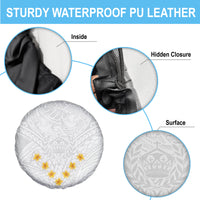 Tonga White Sunday Spare Tire Cover Polynesian Plumeria Tribal Simple - Wonder Print Shop