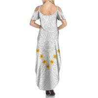 Tonga White Sunday Summer Maxi Dress Polynesian Plumeria Tribal Simple - Wonder Print Shop