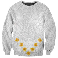 Tonga White Sunday Sweatshirt Polynesian Plumeria Tribal Simple - Wonder Print Shop
