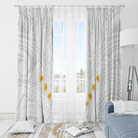 Tonga White Sunday Window Curtain Polynesian Plumeria Tribal Simple - Wonder Print Shop
