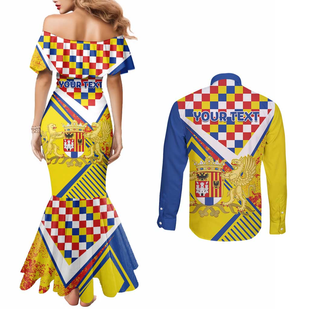 Personalized Belgium Antwerp Province Couples Matching Mermaid Dress and Long Sleeve Button Shirt