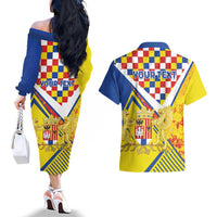 Personalized Belgium Antwerp Province Couples Matching Off The Shoulder Long Sleeve Dress and Hawaiian Shirt