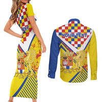 Personalized Belgium Antwerp Province Couples Matching Short Sleeve Bodycon Dress and Long Sleeve Button Shirt