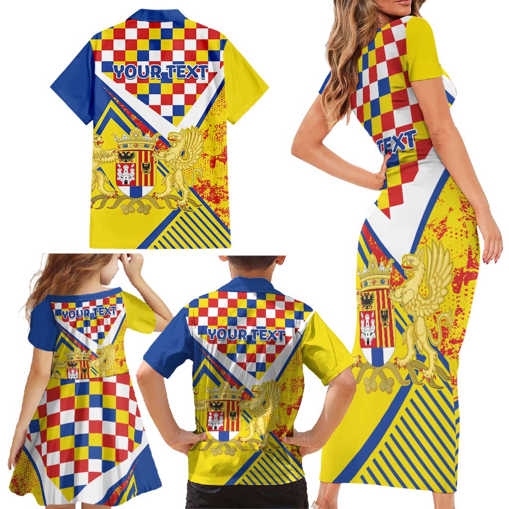 Personalized Belgium Antwerp Province Family Matching Short Sleeve Bodycon Dress and Hawaiian Shirt