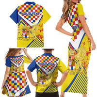 Personalized Belgium Antwerp Province Family Matching Short Sleeve Bodycon Dress and Hawaiian Shirt