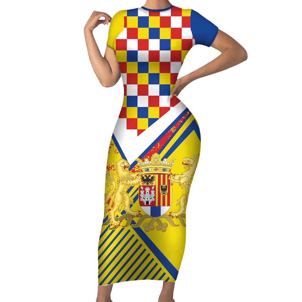 Personalized Belgium Antwerp Province Family Matching Short Sleeve Bodycon Dress and Hawaiian Shirt