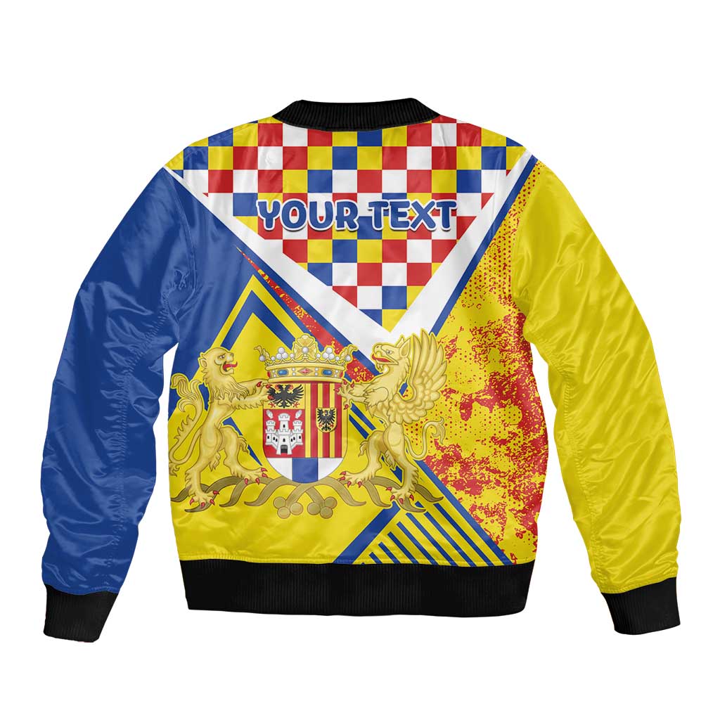 Personalized Belgium Antwerp Province Sleeve Zip Bomber Jacket