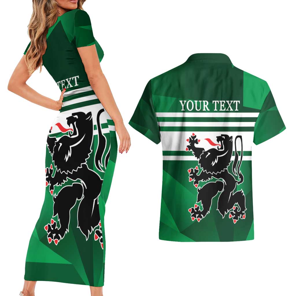 Personalized Belgium East Flanders Couples Matching Short Sleeve Bodycon Dress and Hawaiian Shirt