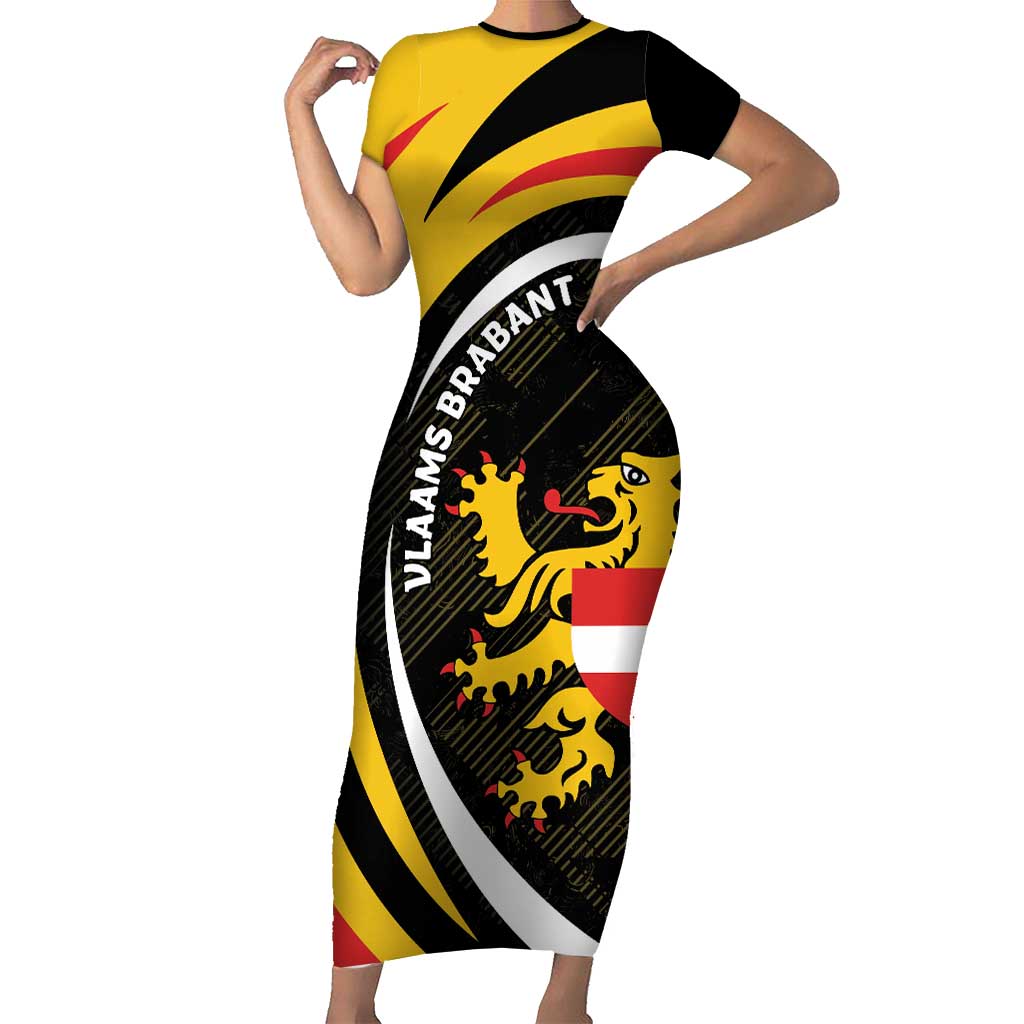 Personalized Belgium Flemish Brabant Family Matching Short Sleeve Bodycon Dress and Hawaiian Shirt