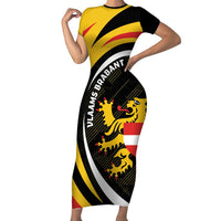 Personalized Belgium Flemish Brabant Family Matching Short Sleeve Bodycon Dress and Hawaiian Shirt