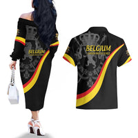 Belgium Leo Belgicus Couples Matching Off The Shoulder Long Sleeve Dress and Hawaiian Shirt