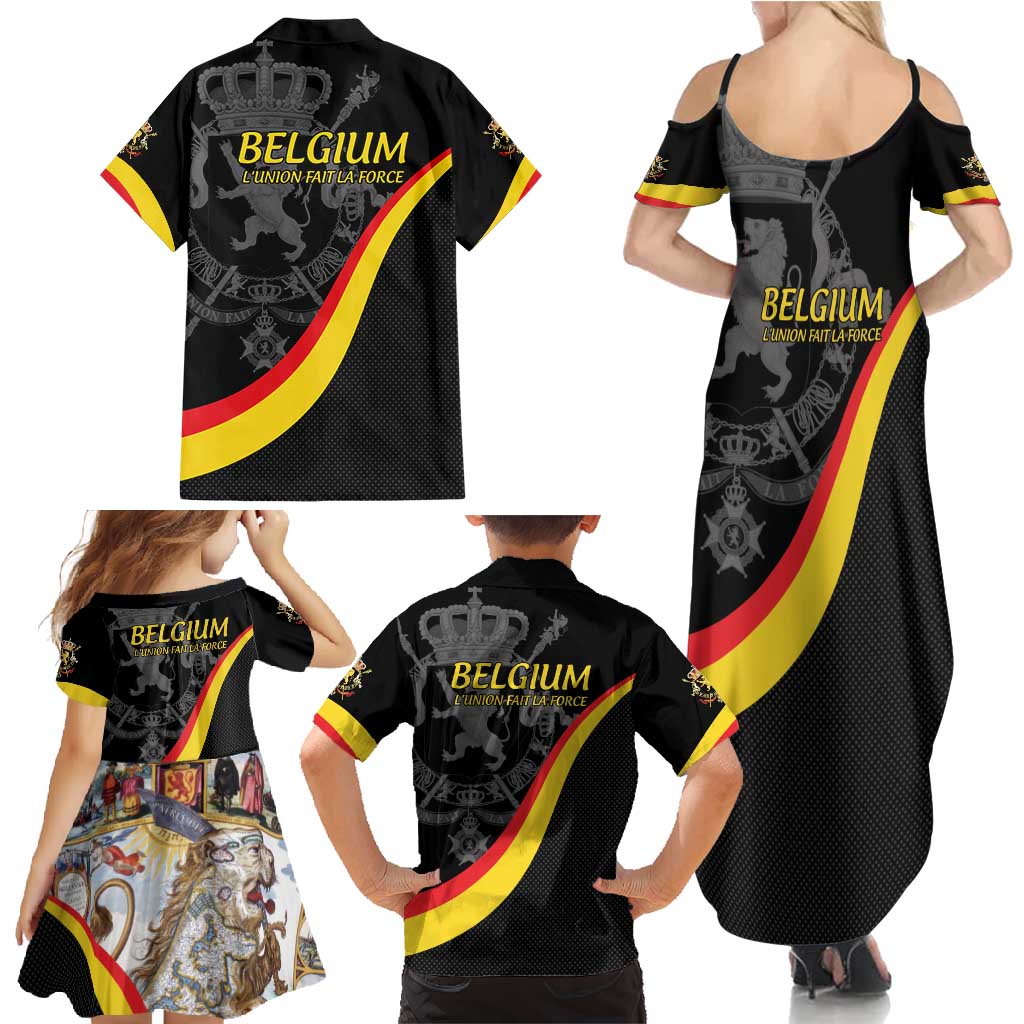 Belgium Leo Belgicus Family Matching Summer Maxi Dress and Hawaiian Shirt